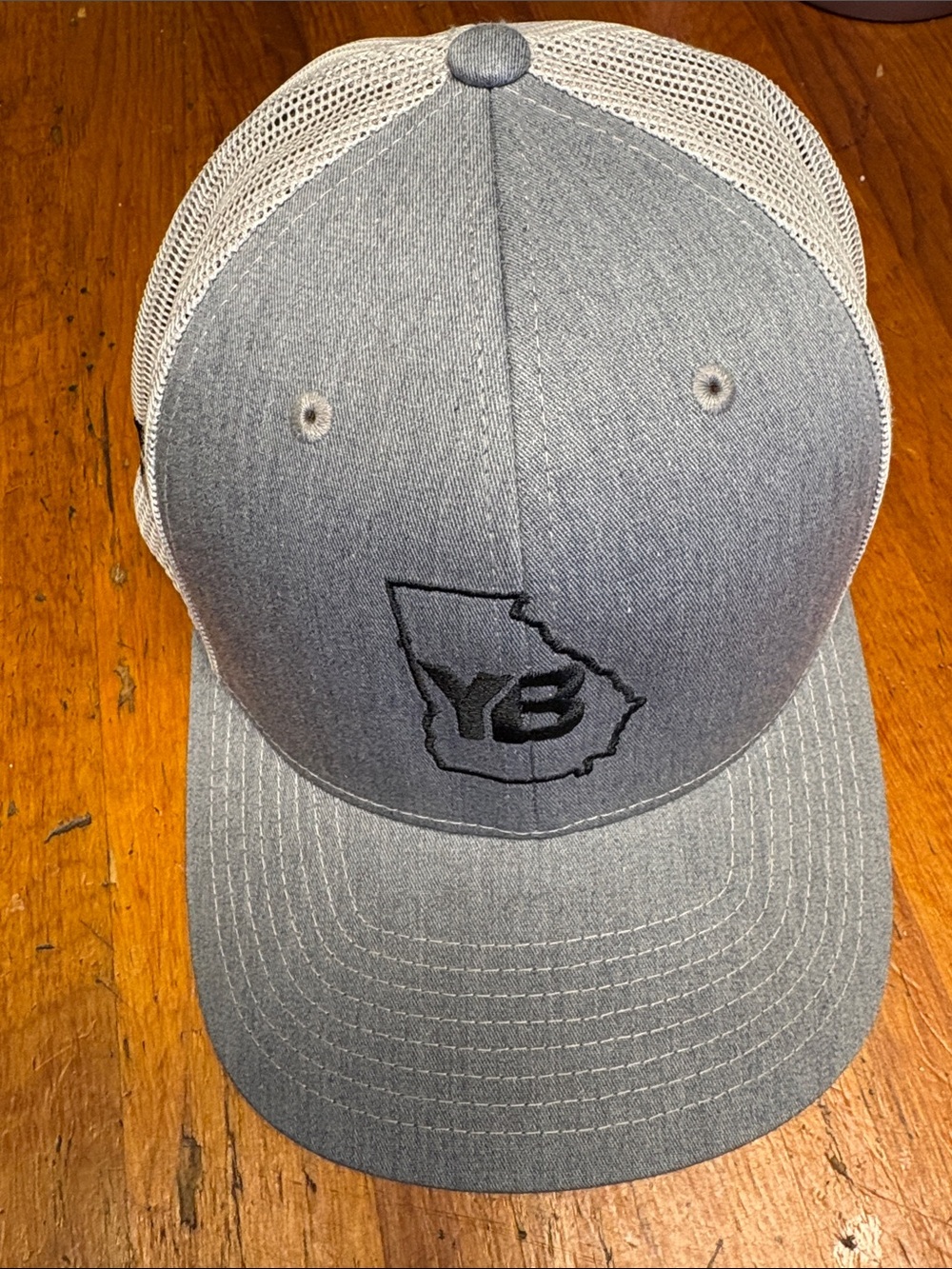 Gray Trucker Hat with Embroidered Georgia Outline